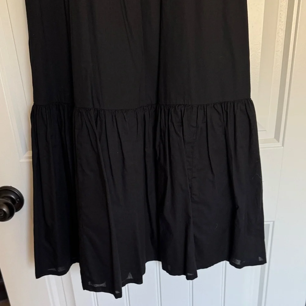 J. Crew Black Smocked Tiered Midi Dress